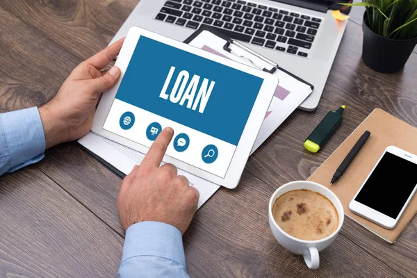 SHOWING LOAN SCREEN — Stock Photo, Image