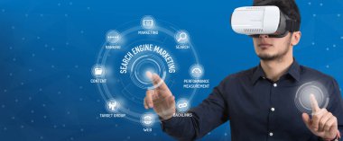 Adam gözlük sanal gerçeklik ve simgeler