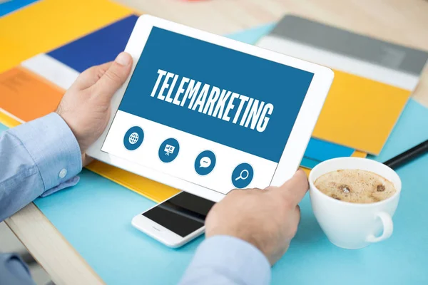 TELEMARKETING TEXT ON SCREEN — Stock Photo, Image