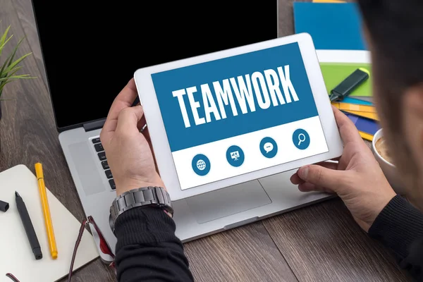 TEAMWORK TEXT ON SCREEN — Stock Photo, Image