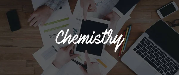 Internetová týmová práce chemie koncept — Stock fotografie