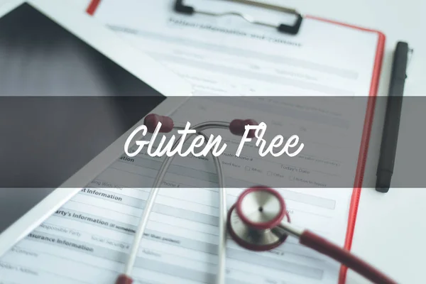 CONCEPTO SANITARIO: LIBRE DE GLUTEN — Foto de Stock