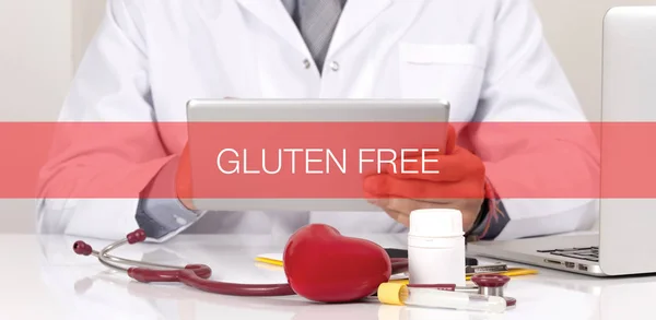 CONCEPTO SANITARIO: LIBRE DE GLUTEN — Foto de Stock