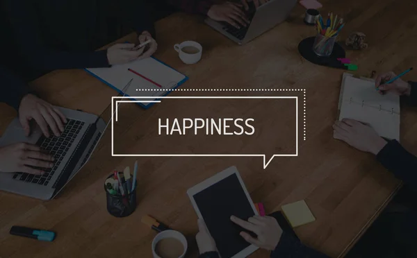 COMERCIO DE EMPRESAS TRABAJO DE LA OFICINA DE BRAINSTORMING HAPPINESS CONCEPT — Foto de Stock