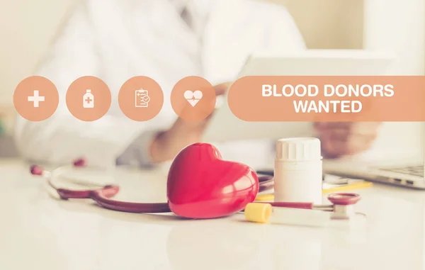 CONCEPT: BLOOD DONORS WANTED — Stock Photo, Image