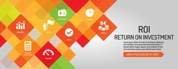 ROI Return befektetési banner — Stock Vector