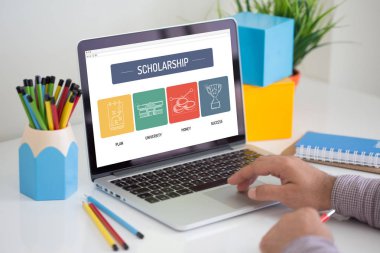 Konsept dizüstü bilgisayar ekranında