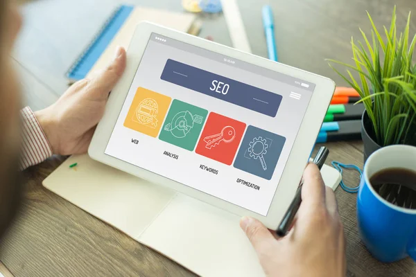 CONCEPT ON TABLET SCREEN — Stock Photo, Image