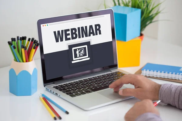 CONCEITO WEBINAR no ecrã — Fotografia de Stock