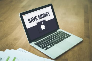 Konsept dizüstü bilgisayar ekranında