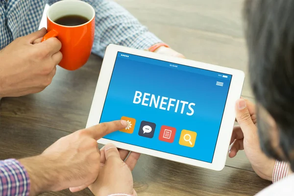 BENEFITS CONCEPT ON TABLET — Stock Photo, Image