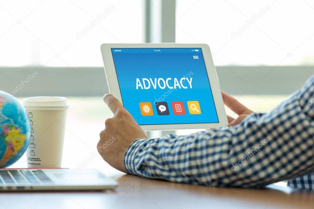 ADVOCACY CONCEPT ON TABLET 