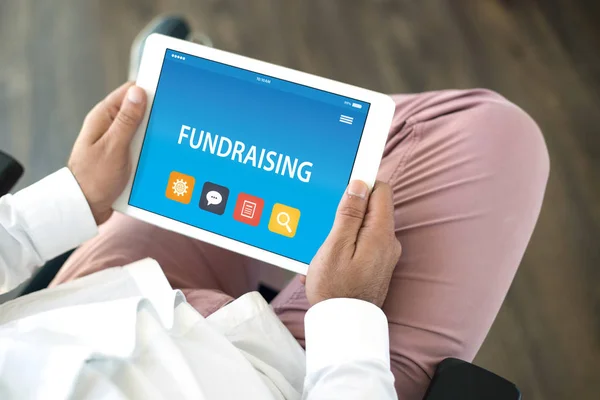 Fundraisingu koncepce na tabletu — Stock fotografie