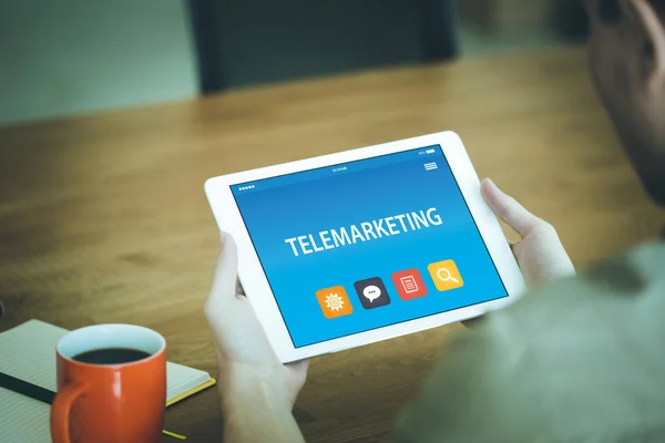 Telemarketing Concept op scherm — Stockfoto