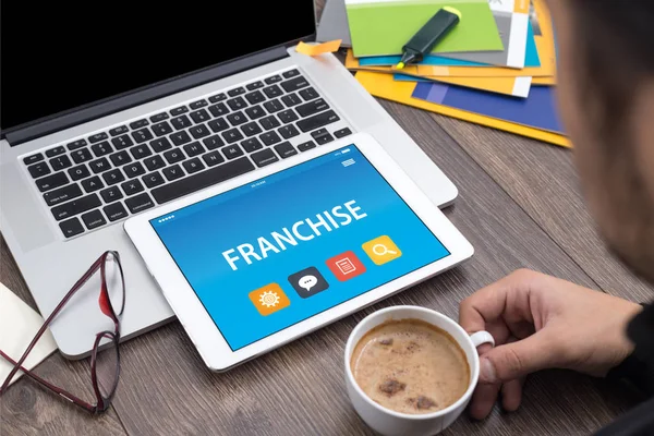 Franchise kavramı Tablet — Stok fotoğraf