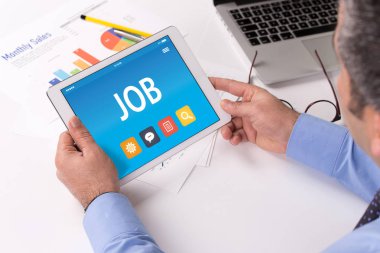 Tablet Pc ekran üzerinde iş kavramı