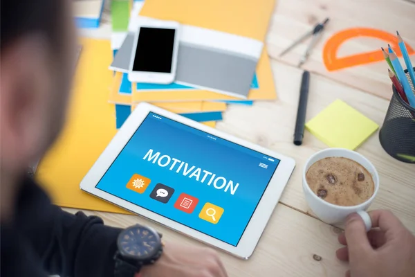 Motivasyon kavramı Tablet — Stok fotoğraf