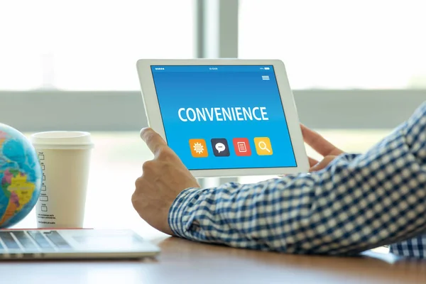 Convenience-Konzept auf Tablet — Stockfoto
