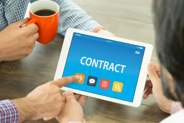CONTRACT CONCEPT ON TABLET — Stock Photo, Image