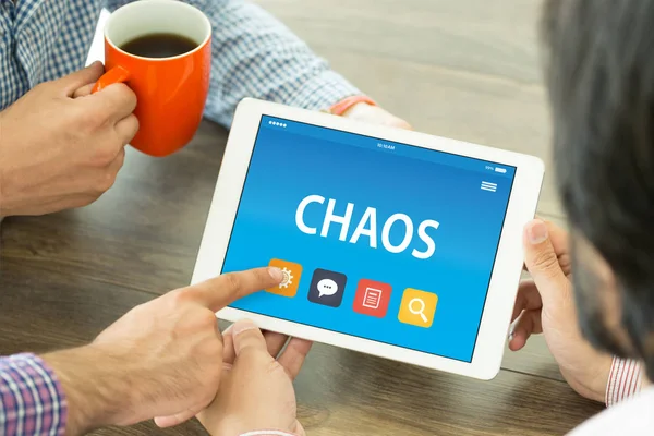 CHAOS ON TABLET PC SCREEN — Stok Foto