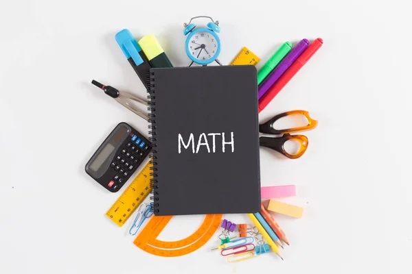 Notebook s nápisem Math — Stock fotografie