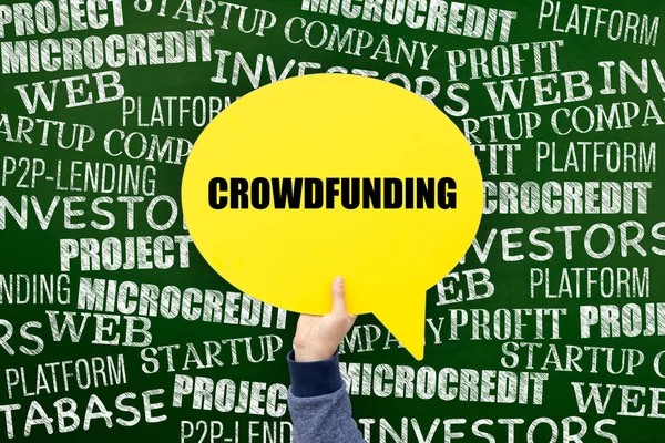 Crowdfunding Escrito en Discurso Burbuja — Foto de Stock