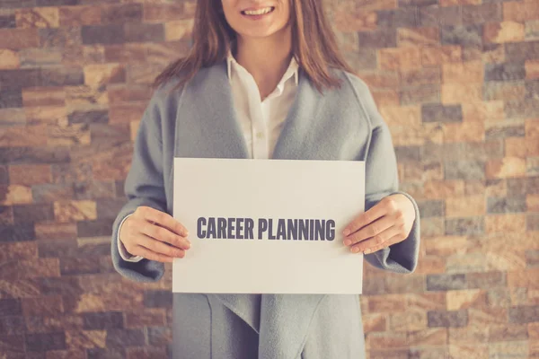 Mulher apresentando CAREER PLANNING CONCEITO — Fotografia de Stock