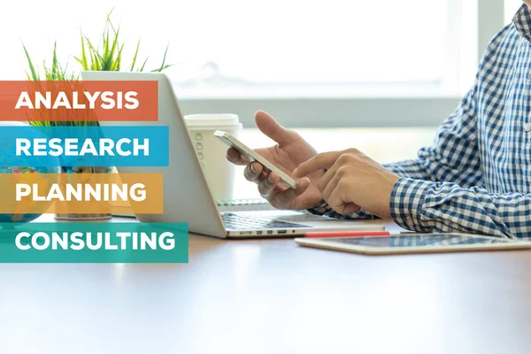 ANALYSIS RESEARCH PLANNING CONSULTING CONCEPT — Stock Photo, Image