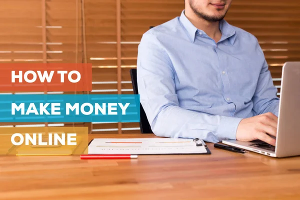 Jak zrobić pieniądze online koncepcja — Zdjęcie stockowe