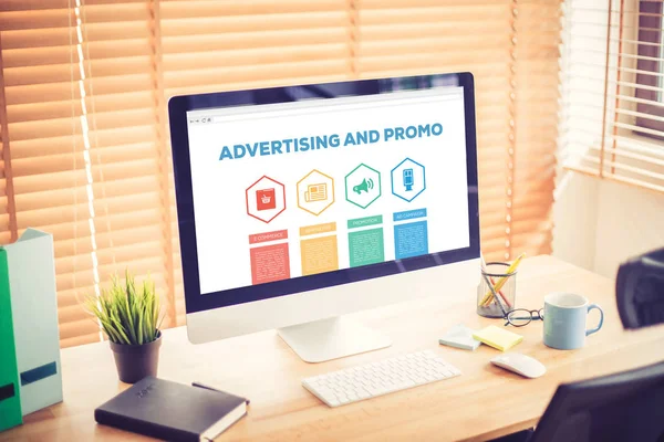 Reklám és promóciós koncepció — Stock Fotó