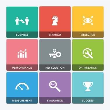 KPI anahtar performans göstergesi Icon Set