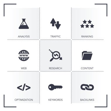 SEO arama motoru optimizasyonu Icon set