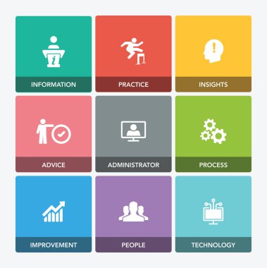 Bilgi yönetimi Icon Set