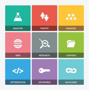 SEO arama motoru optimizasyonu Icon set