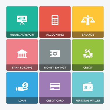 Bankacılık ve Finans simgesi seti