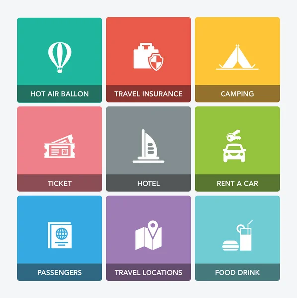 Cestování a cestovní ruch, Marketing sady ikon — Stockový vektor