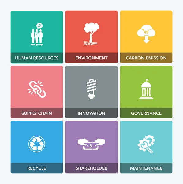 可持续性环境图标集 — 图库矢量图片