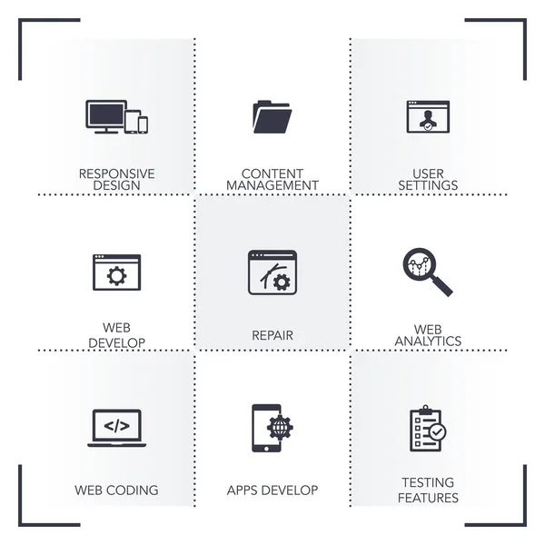 Conjunto de iconos de diseño y desarrollo web — Archivo Imágenes Vectoriales
