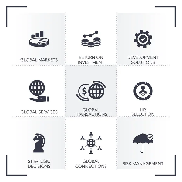 Global Business Icon Set — Stockvector