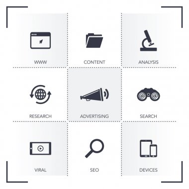 Dijital pazarlama simgesi seti