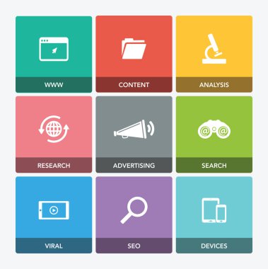 Dijital pazarlama simgesi seti