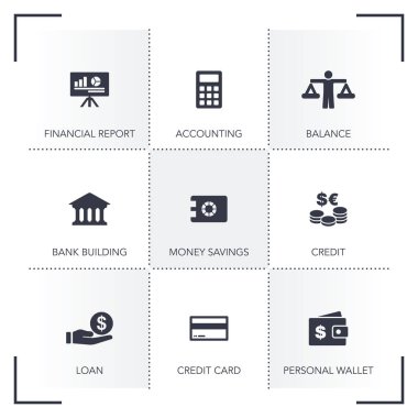 Bankacılık ve Finans simgesi seti