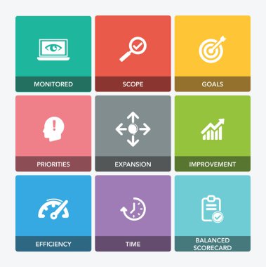 Performans yönetimi Icon Set