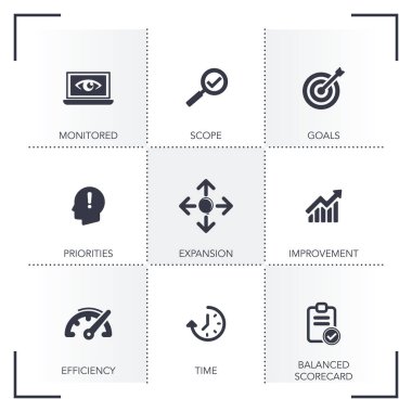 Performans yönetimi Icon Set