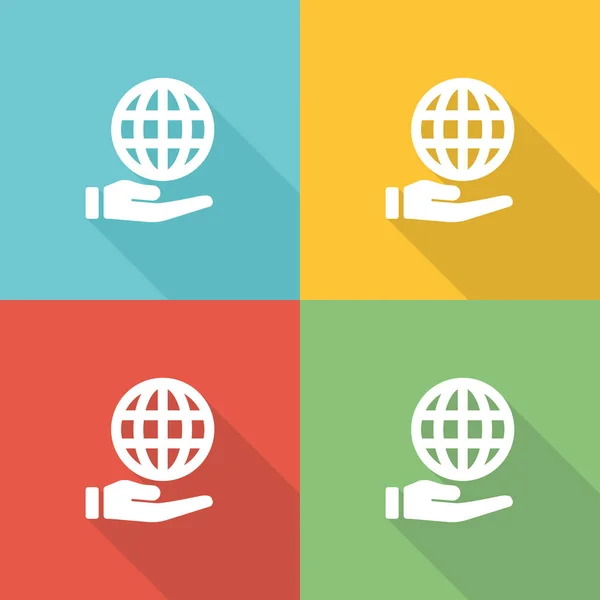 글로벌 서비스 플랫 아이콘 개념 — 스톡 벡터
