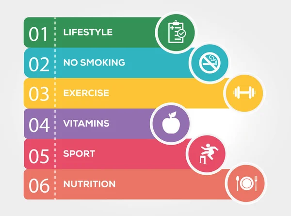 건강 한 생활 플랫 Infographic 개념 — 스톡 벡터