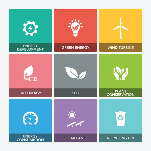 Power und Energie Icon Set — Stockvektor