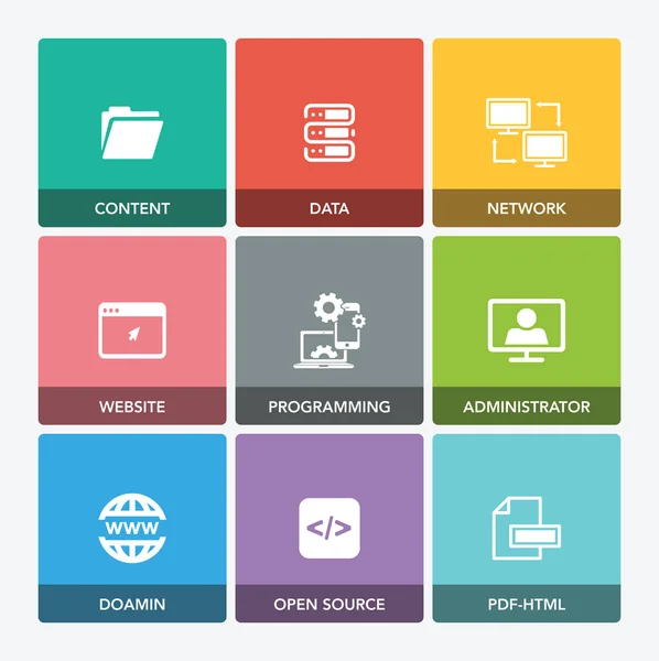 Cms는 콘텐츠 관리 시스템 아이콘 세트 — 스톡 벡터