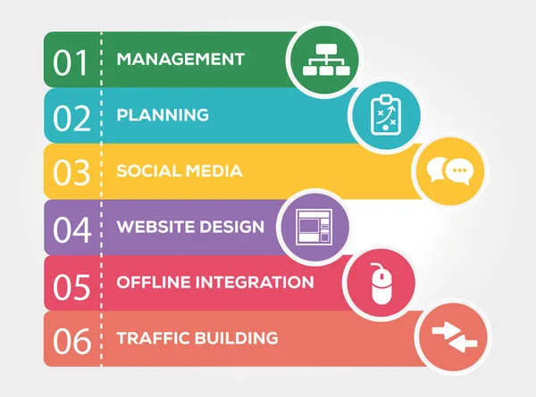 Concepto Infográfico de Estrategia de Marketing — Vector de stock