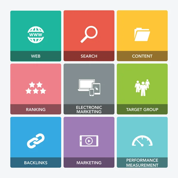 Search Engine Marketing Icon Set — Stockvector